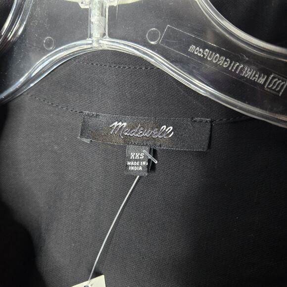 Madewell Utility Button Front Mini Dress Black Linen Blend Relaxed XXS NWT - Picture 4 of 11